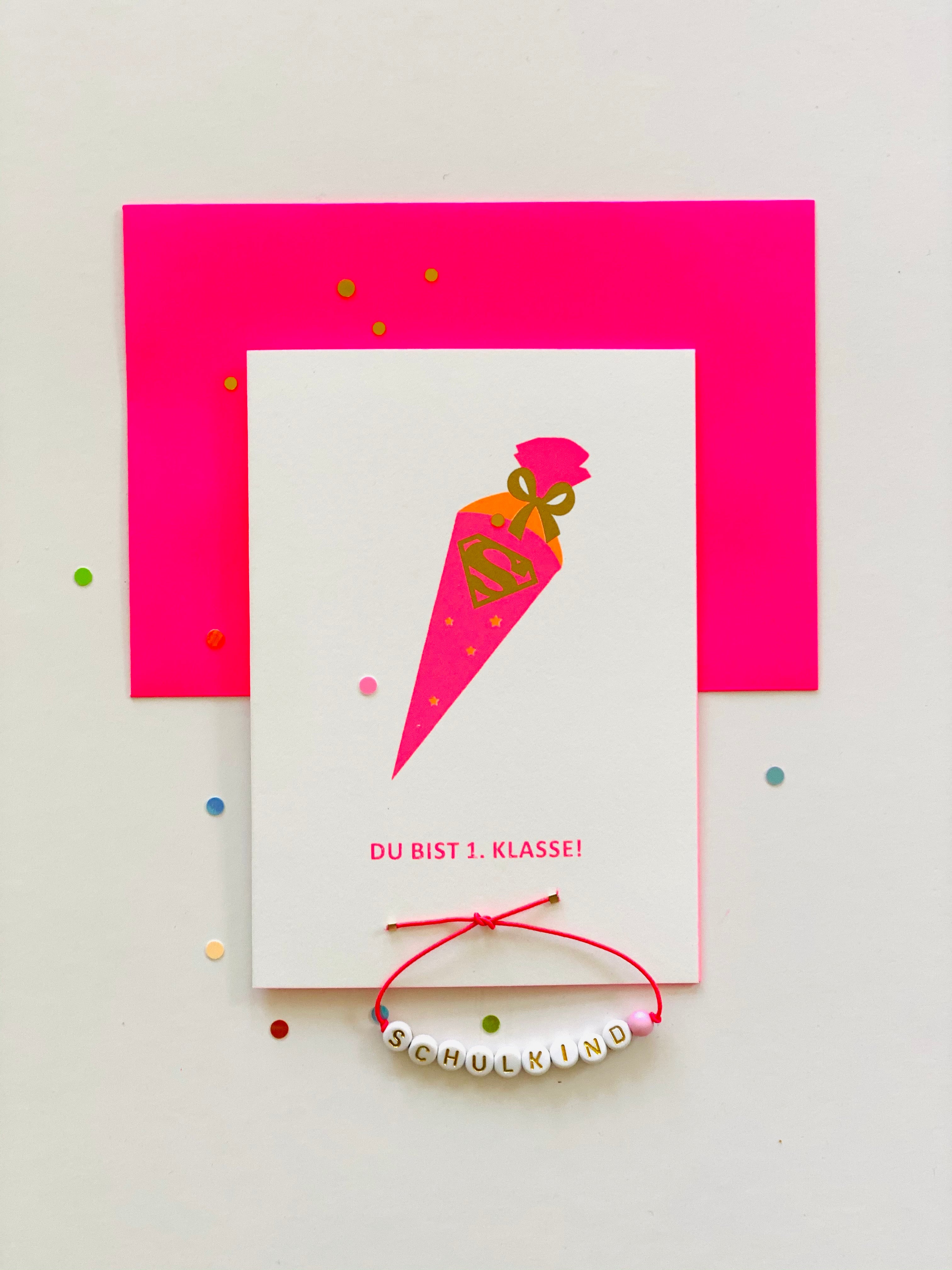 KARTE ZUR EINSCHULUNG: ARMBAND SCHULKIND for GIRLS