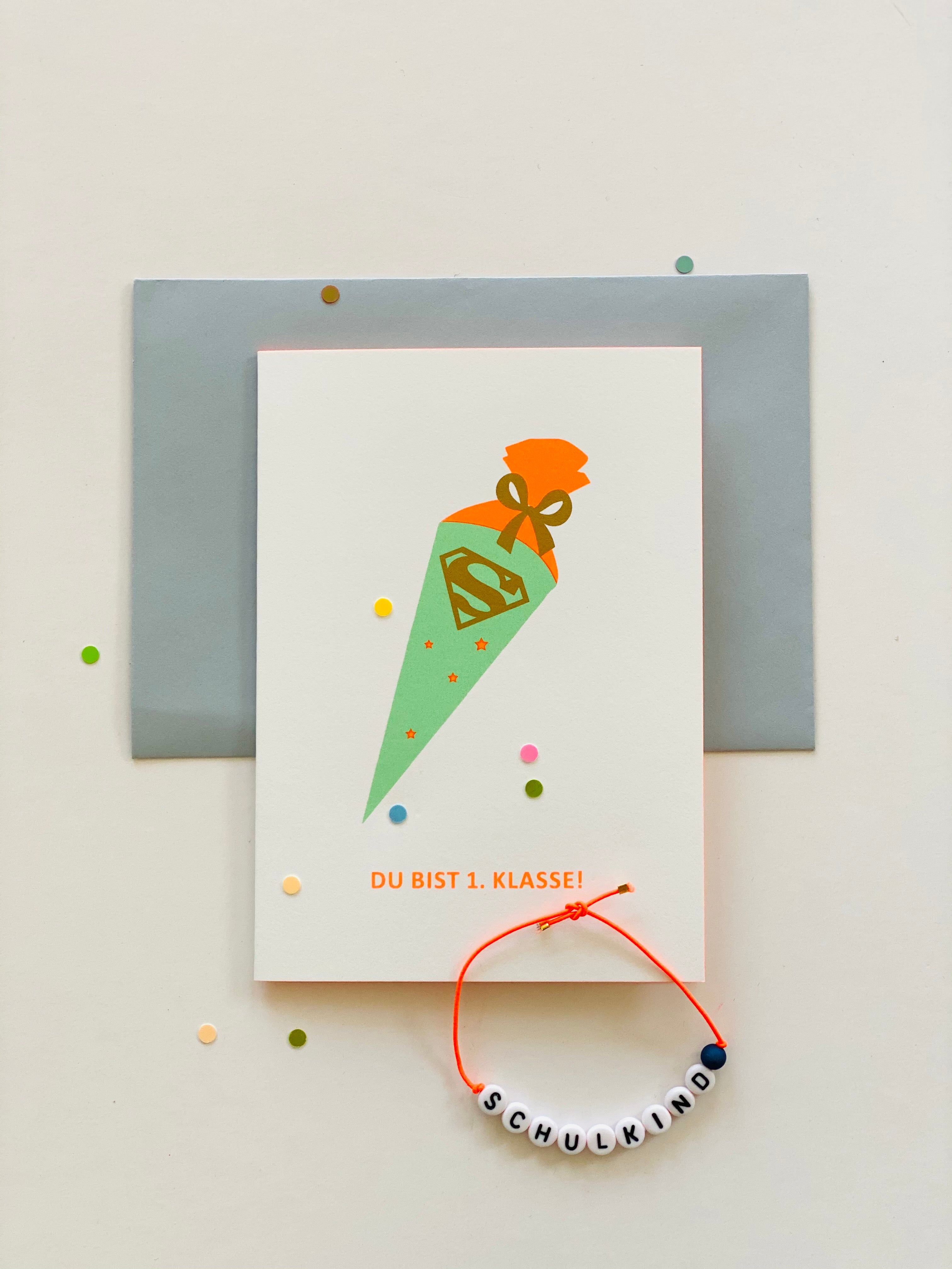 KARTE ZUR EINSCHULUNG: ARMBAND SCHULKIND BOYS