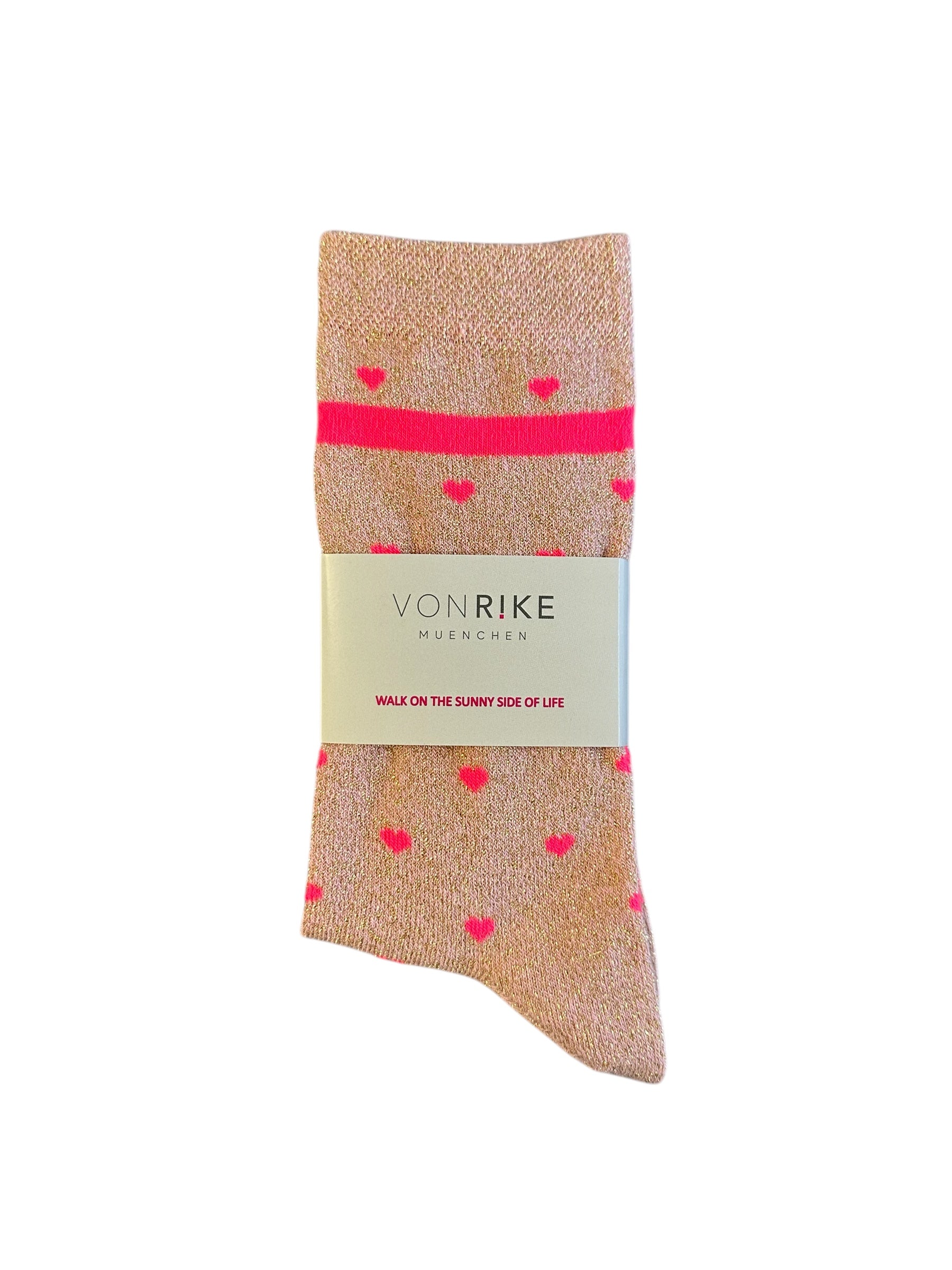 Glitzersocken Herz Neon Pink