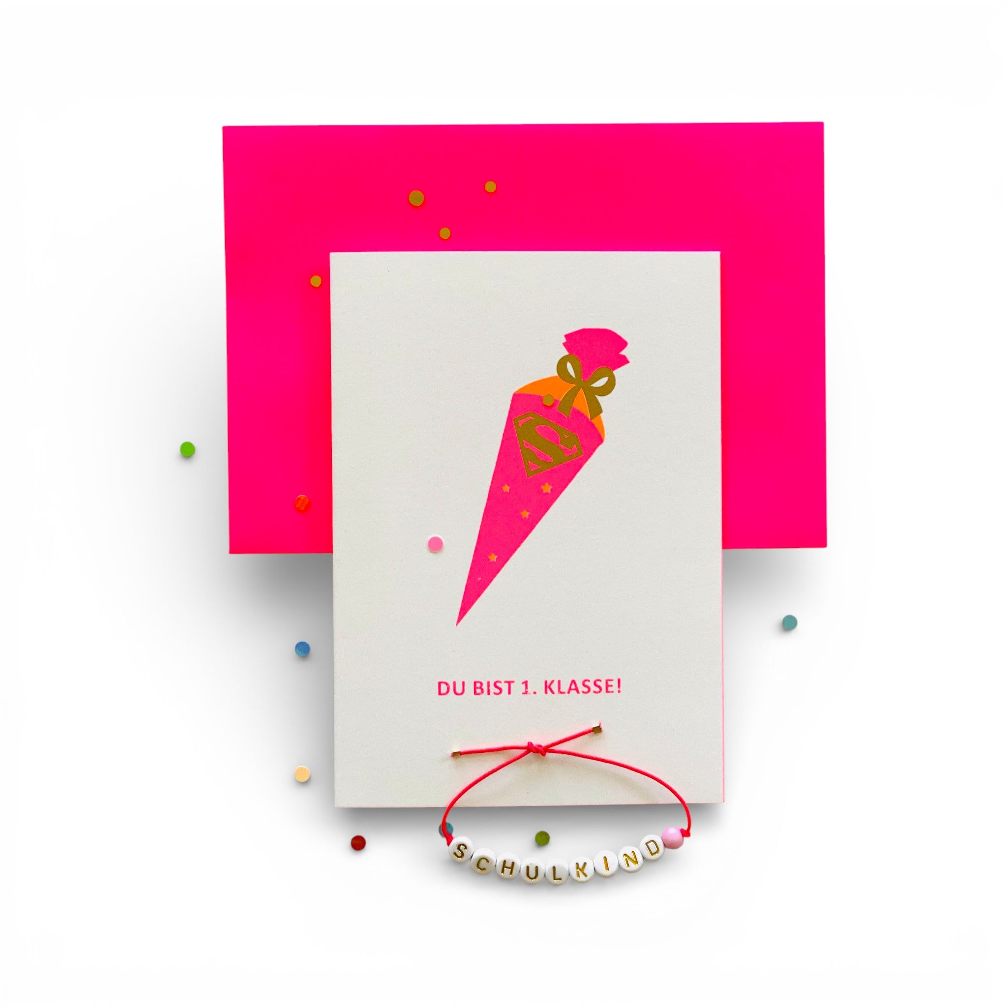 KARTE ZUR EINSCHULUNG: ARMBAND SCHULKIND  for GIRLS