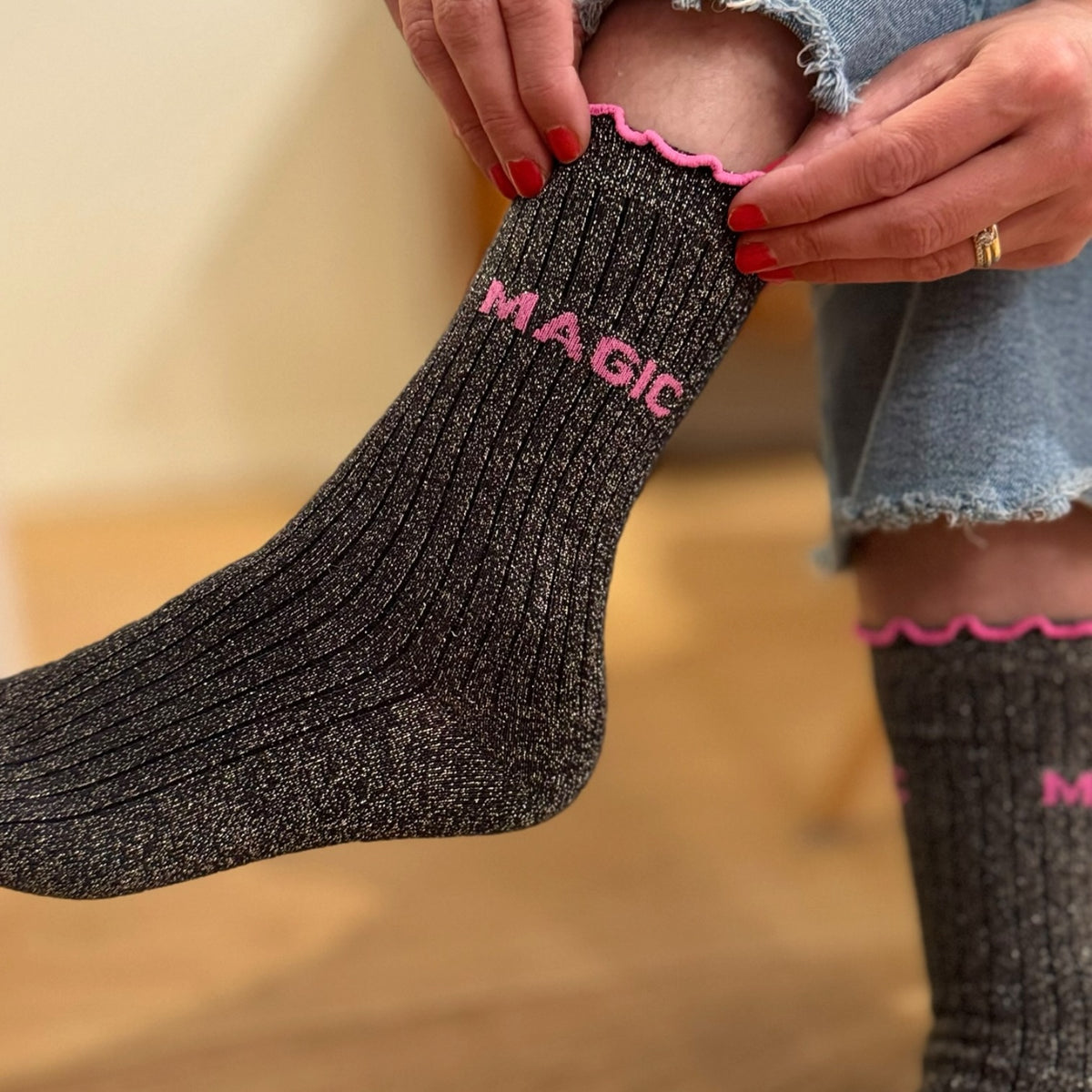 Socken Glitzer Statement