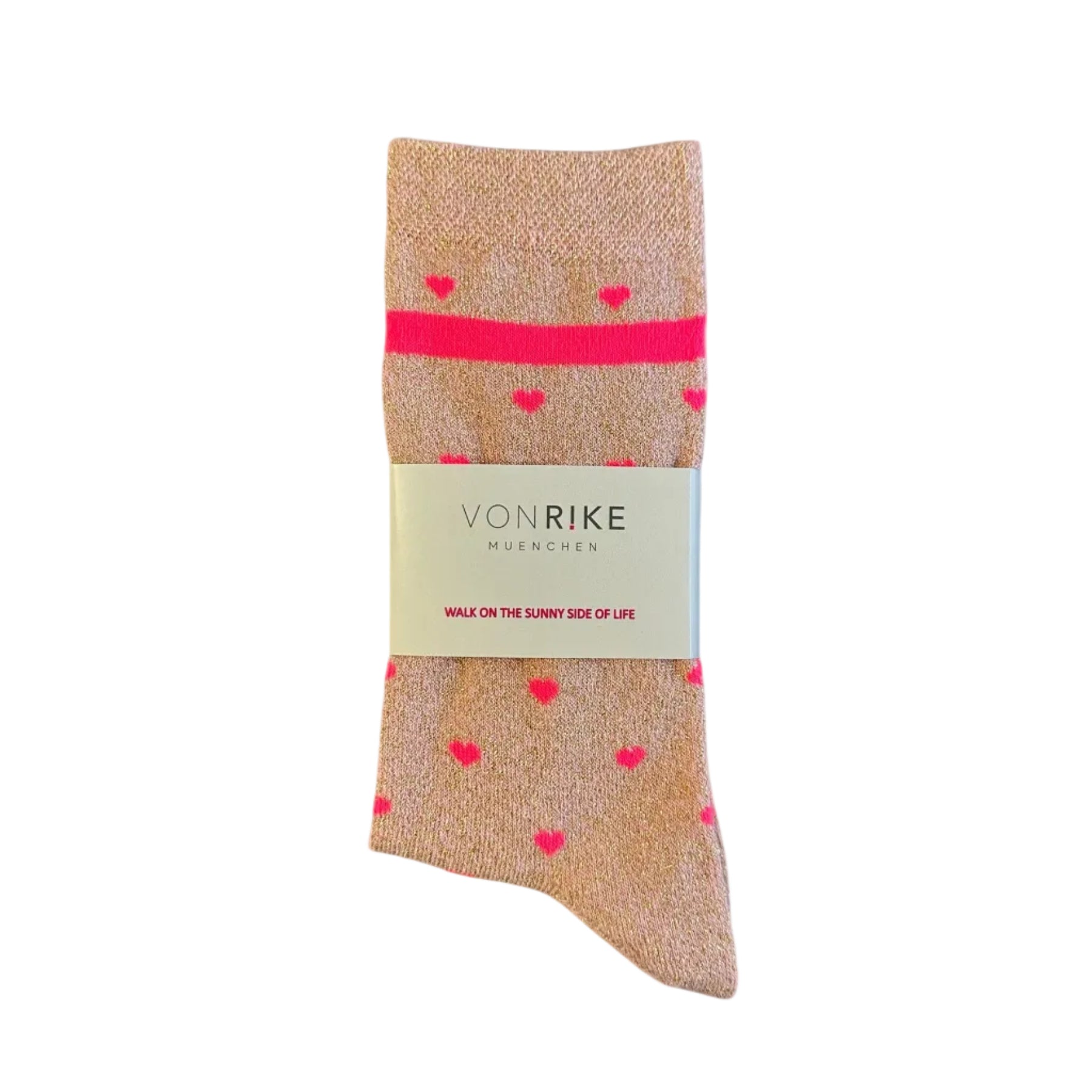 Socken Glitzer Herz Neon Pink